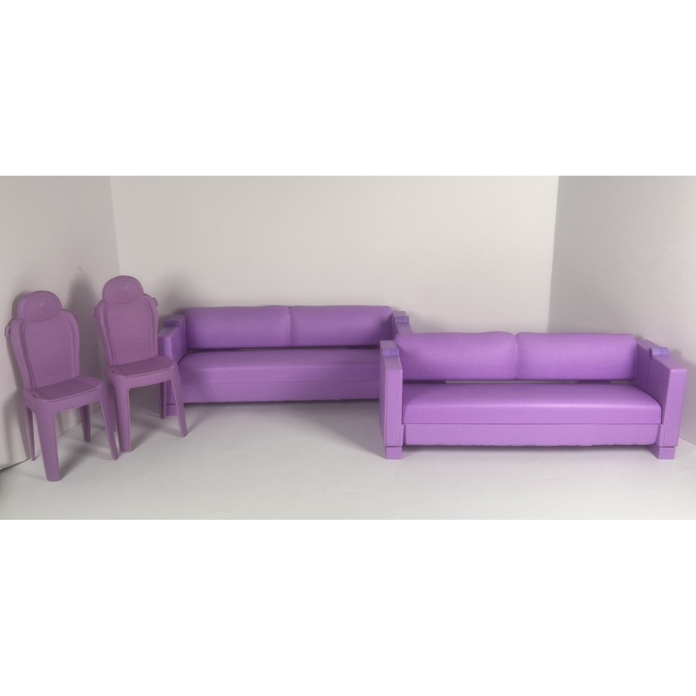 2 Barbie Dream FHY73 Sofa Couch Bunk Bed Purple Ladder & 2 Camper Chairs FBR34